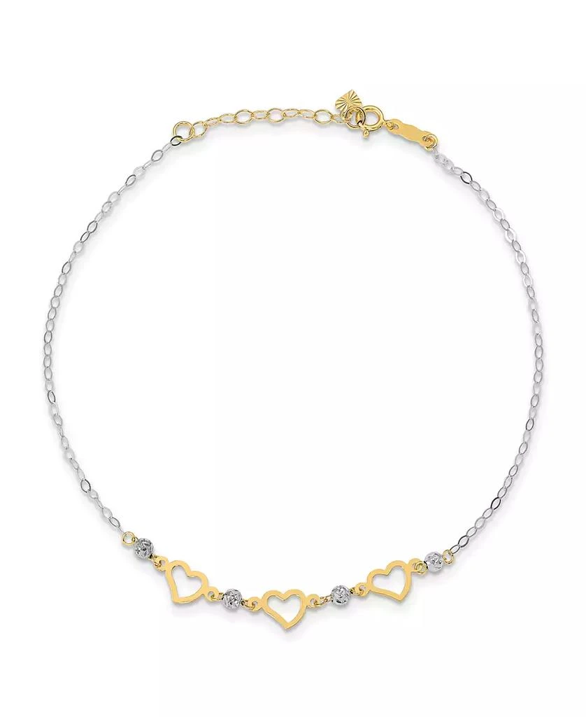 商品Macy's|Heart and Bead Anklet in 14k Yellow and White Gold,价格¥3086,第1张图片