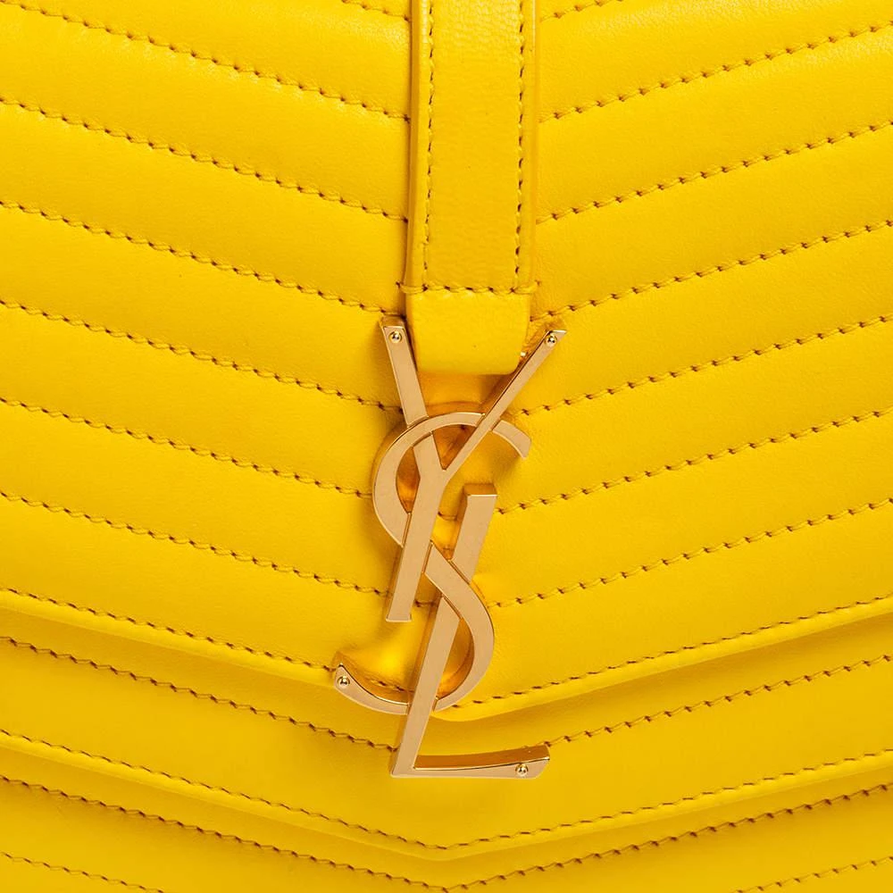 Saint Laurent Yellow Quilted Leather Small Sulpice Triple V-Flap Crossbody Bag  商品
