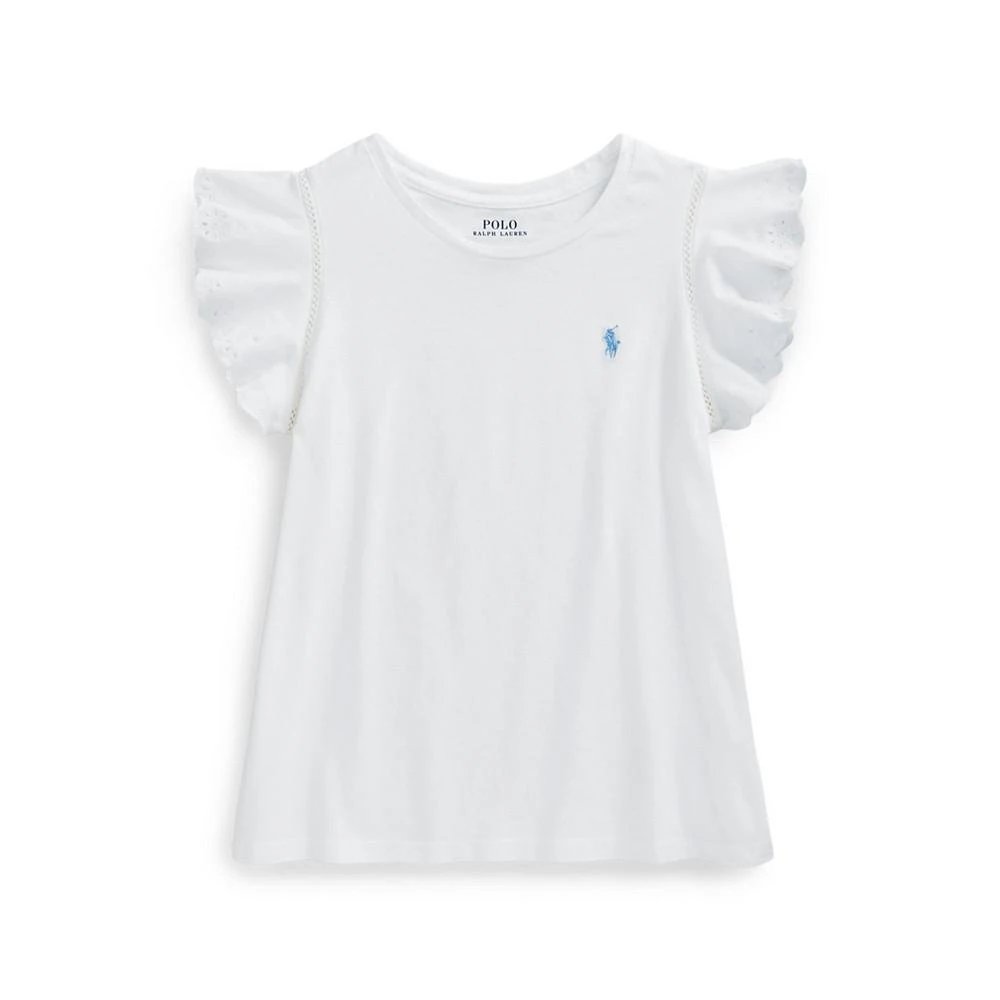商品Ralph Lauren|Big Girls Eyelet Jersey Top,价格¥157,第1张图片