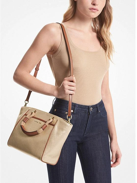 商品Michael Kors|Talia Small Metallic Cotton Canvas Tote Bag,价格¥561,第3张图片详细描述