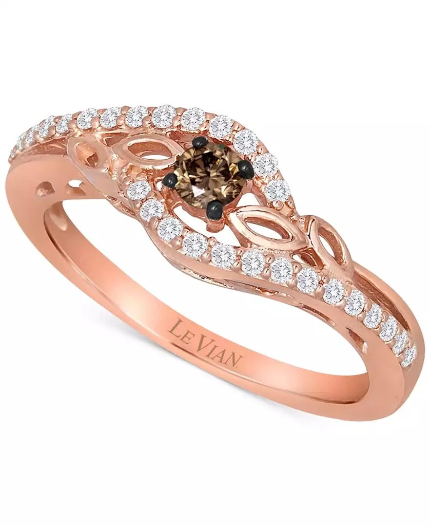 商品Le Vian|Chocolatier® Chocolate Diamond® & Vanilla Diamond® Swirl Ring (1/4 ct. t.w.) in 14k Rose Gold,价格¥5613,第1张图片