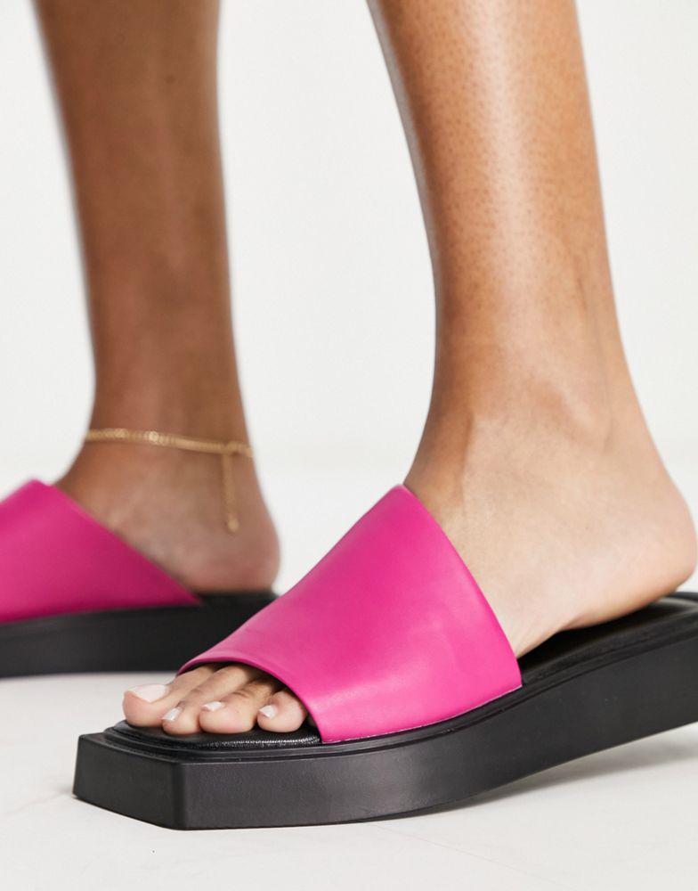 Vagabond Evy flat sandals in bright pink leather商品第3张图片规格展示