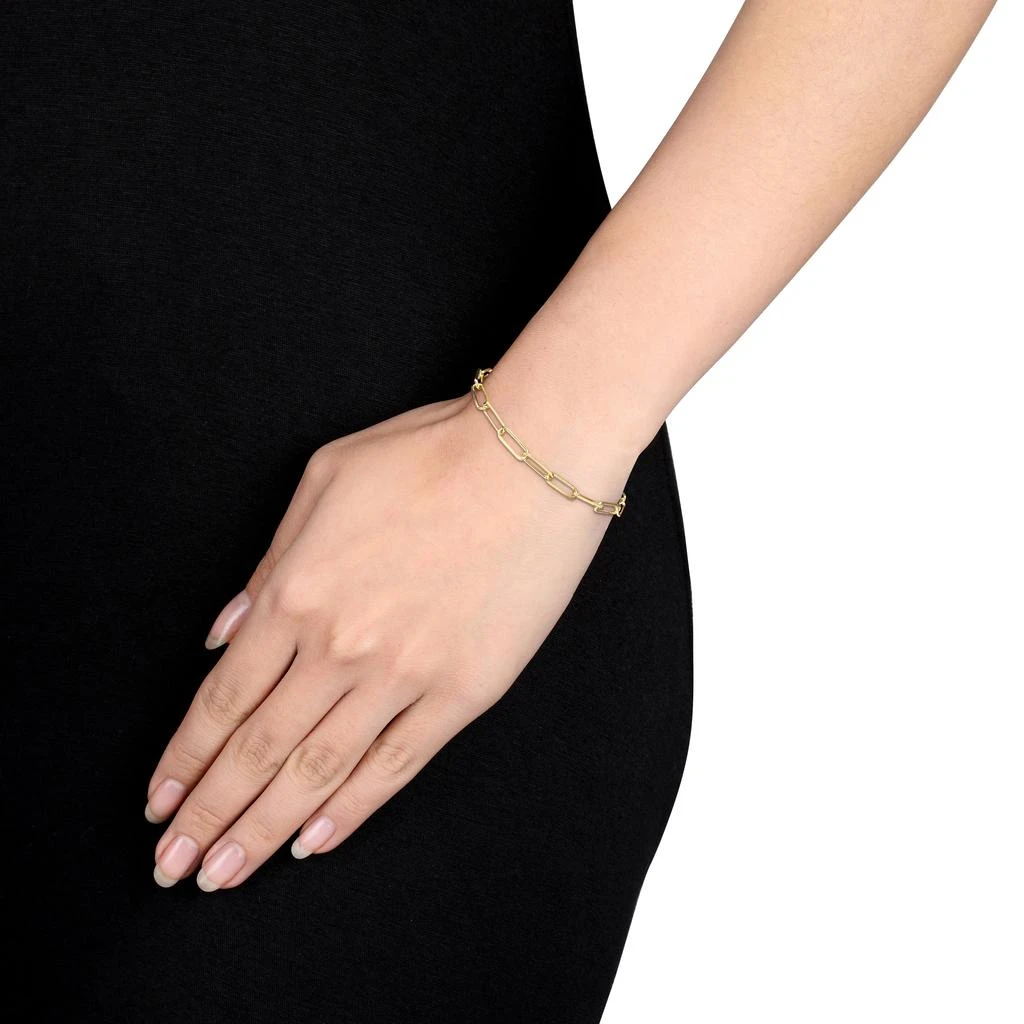 商品Mimi & Max|Mimi & Max 5mm Diamond Cut Paperclip Chain Bracelet in Yellow Plated Sterling Silver - 7.5 in,价格¥253,第4张图片详细描述