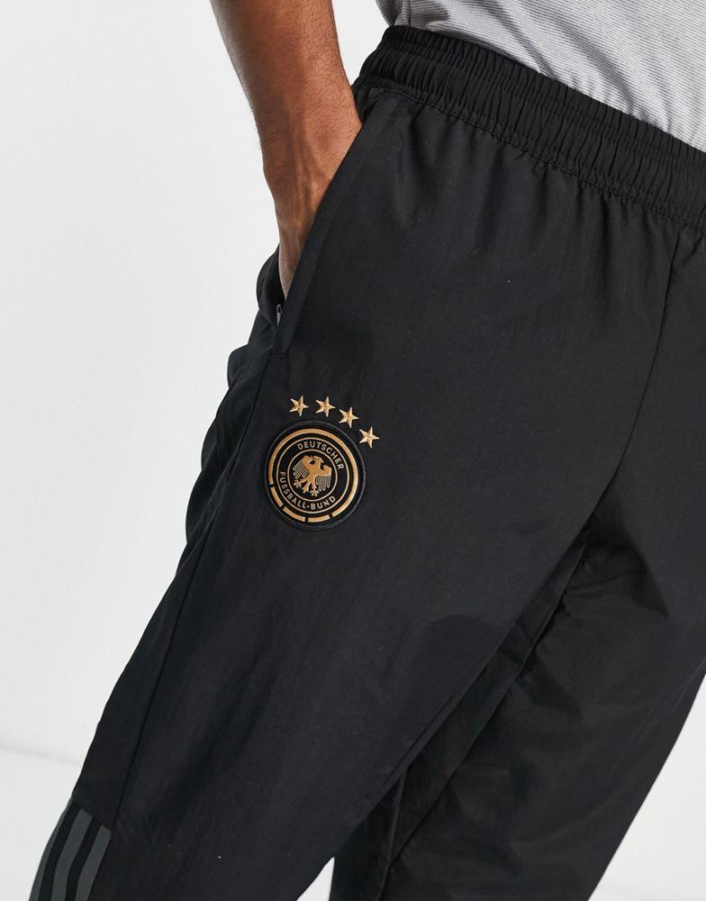 adidas Football Germany World Cup 2022 pre-match 3 stripe joggers in black商品第3张图片规格展示