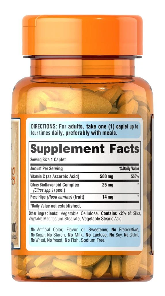 Vitamin C 500 mg with Bioflavonoids & Rose Hips 100 caplets 商品