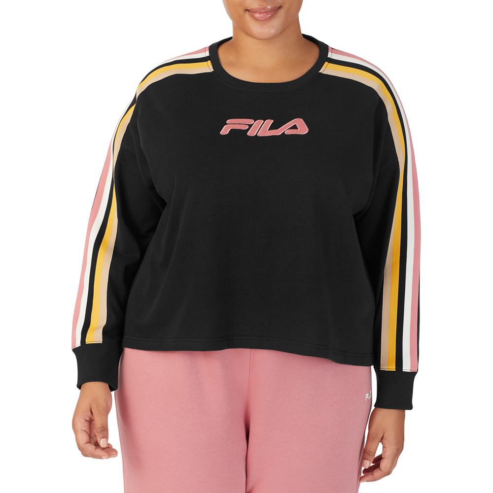 Plus Size Clover Crewneck Logo Colorblocked Sweatshirt商品第1张图片规格展示