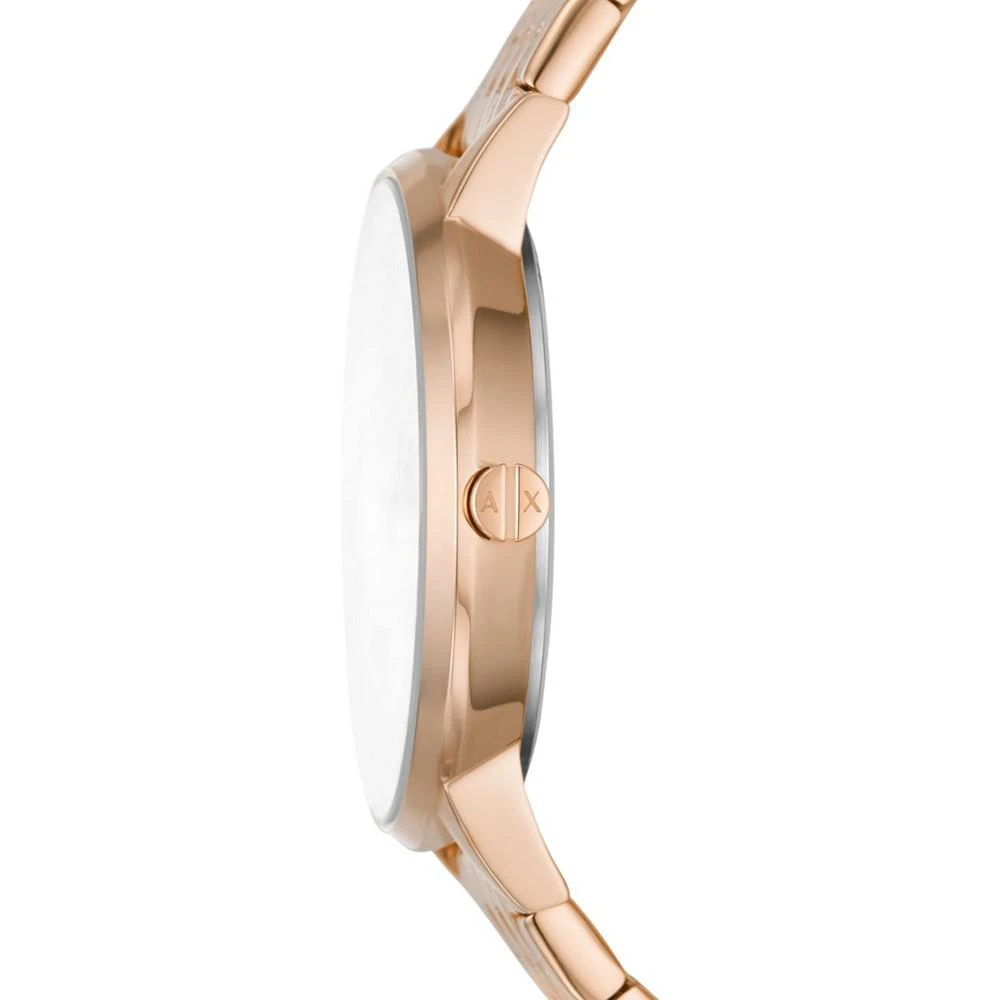 商品Armani Exchange|Women's Three-Hand Rose Gold-Tone Stainless Steel Bracelet Watch, 36mm,价格¥1271,第2张图片详细描述