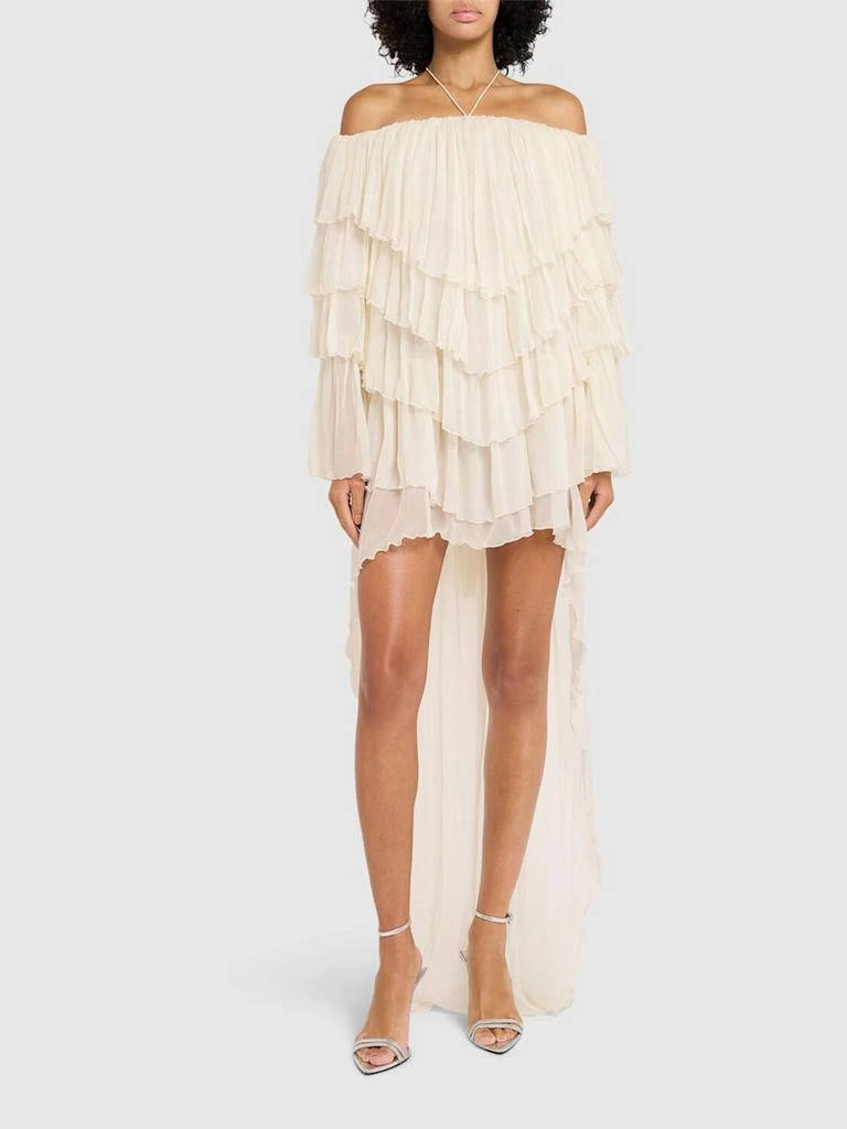 商品BLUMARINE|拖尾垂褶真丝绉纱连衣裙,价格¥24605,第2张图片详细描述