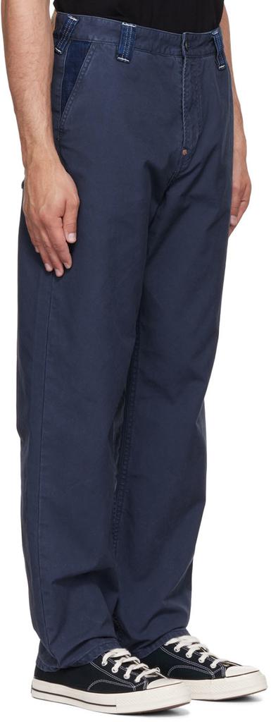 海军蓝棉质长裤商品第2张图片规格展示