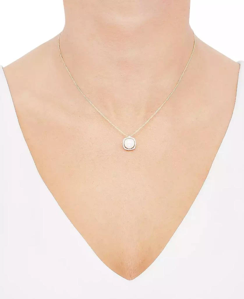 商品Honora|Cultured Freshwater Pearl (8mm) & Diamond (1/10 ct. t.w.) Halo 18" Pendant Necklace in 14k Gold,价格¥1589,第2张图片详细描述