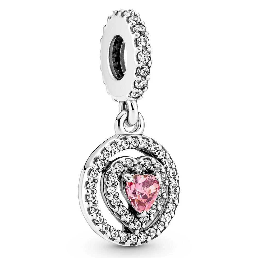 商品PANDORA|Cubic Zirconia Sparkling Double Halo Heart Dangle Charm,价格¥509,第1张图片