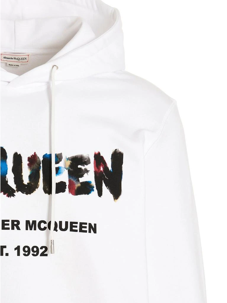 商品Alexander McQueen|Alexander McQueen Graffiti Logo Printed Drawstring Hoodie,价格¥4483,第3张图片详细描述