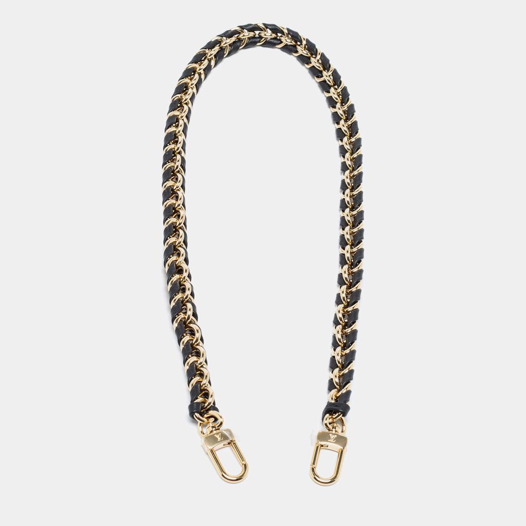 商品[二手商品] Louis Vuitton|Louis Vuitton Black Braided Leather Chain Shoulder Bag Strap,价格¥5343,第1张图片