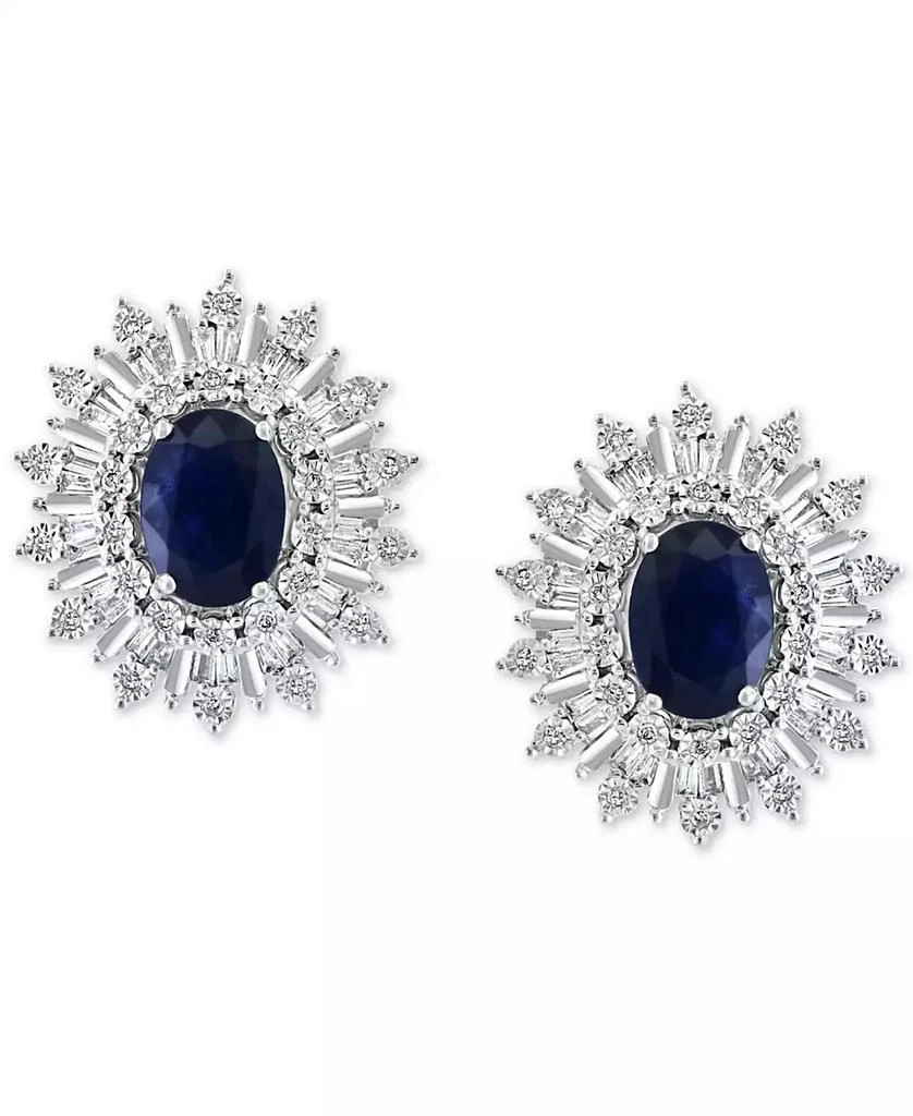 商品Effy|EFFY® Sapphire (1/3 ct. t.w.) & Diamond (1/3 ct. t.w.) Stud Earrings in 14k White Gold. (Also available in Ruby and Emerald),价格¥28399,第3张图片详细描述