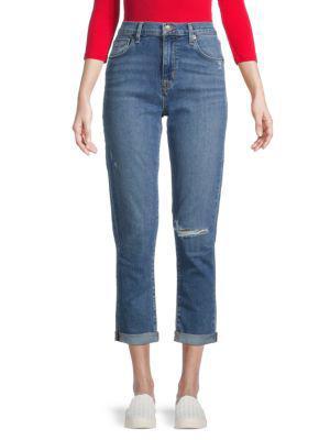 商品Hudson|Natalie Mid-Rise Distressed Slim-Fit Jeans,价格¥335,第1张图片