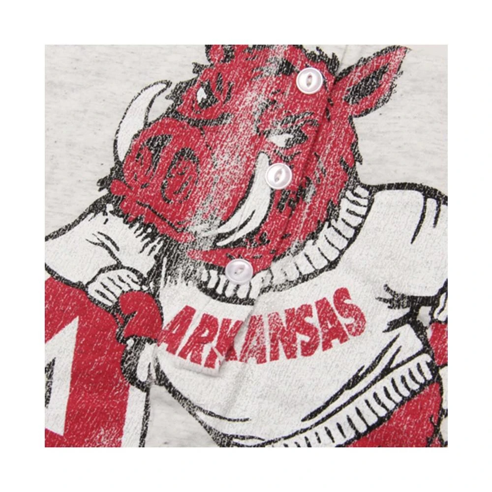 商品The Original Retro Brand|Women's Arkansas Razorbacks Cream Relaxed Henley Tank Top,价格¥271,第3张图片详细描述
