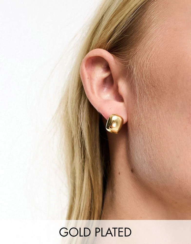 商品ASOS|ASOS DESIGN 14k gold plated stud earrings in domed square design,价格¥81,第1张图片