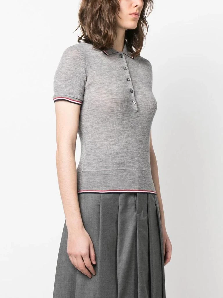 商品Thom Browne|Thom Browne Women Short Sleeve Rib Cuff Polo In Wool Rib,价格¥4882,第1张图片