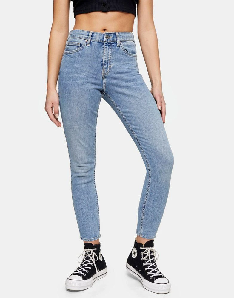 商品Topshop|Topshop Petite Jamie jeans with ripped Pocket detailing in mid blue,价格¥188,第1张图片