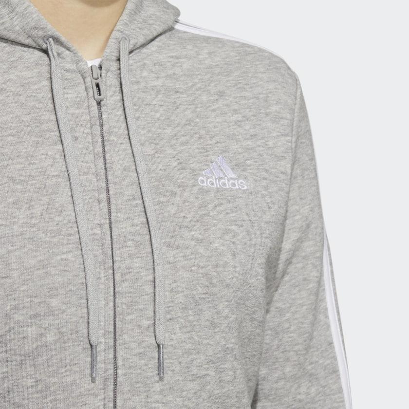 Women's adidas Essentials Fleece 3-Stripes Full-Zip Hoodie商品第5张图片规格展示