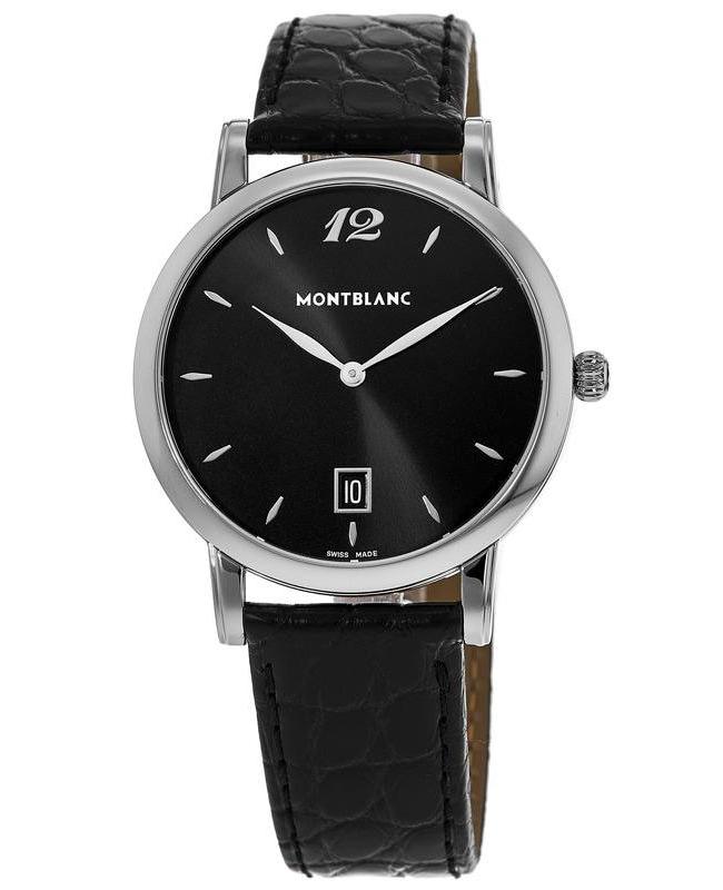 Montblanc Star Classique Date Black Dial Leather Strap Men's Watch 108769商品第1张图片规格展示