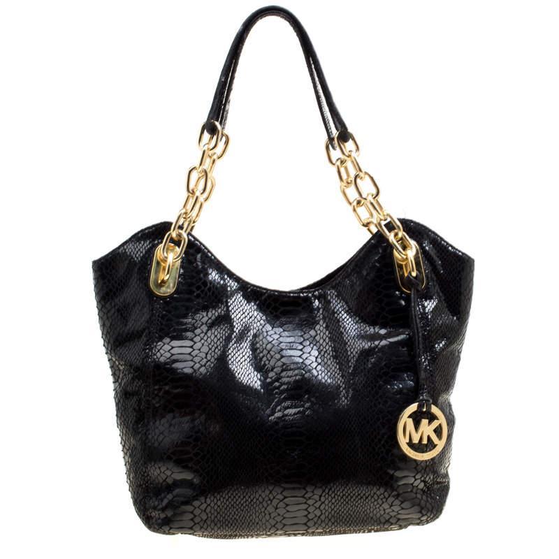 商品[二手商品] Michael Kors|Michael Michael Kors Python Embossed Leather Medium Lilly Chain Tote,价格¥1293,第1张图片