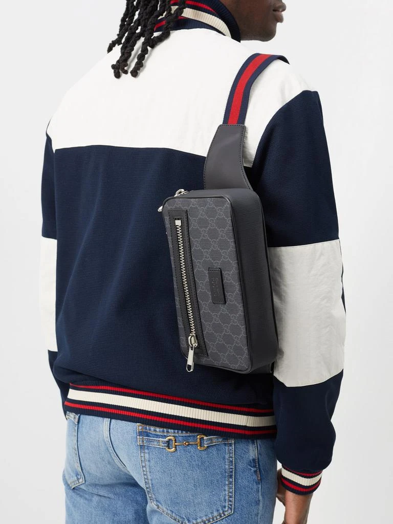 商品Gucci|GG-jacquard coated-canvas and leather belt bag,价格¥9593,第2张图片详细描述