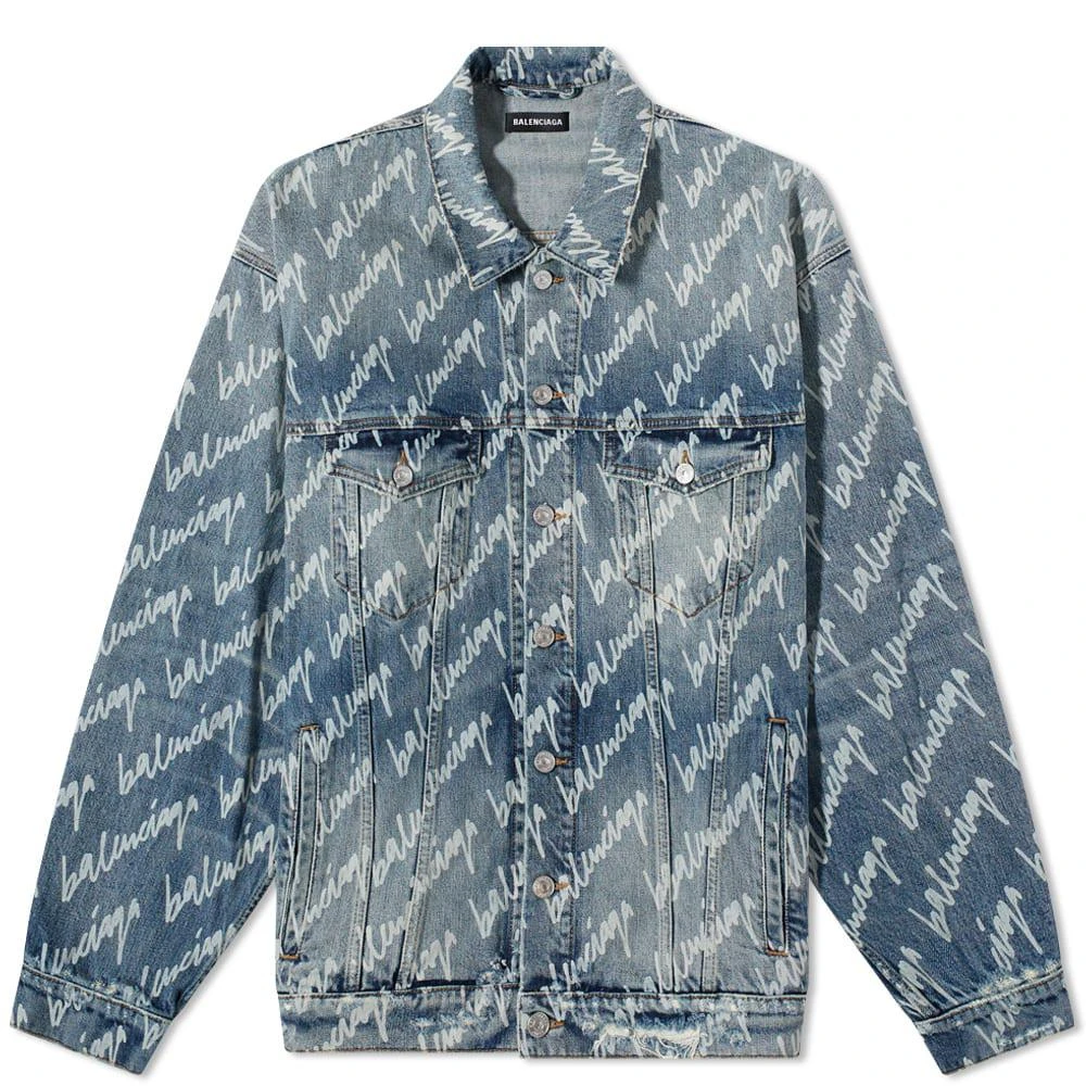 商品Balenciaga|Balenciaga Script Logo Oversized Denim Jacket,价格¥10273,第1张图片