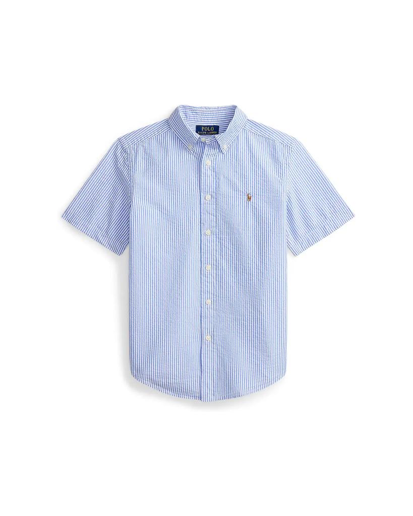 Camisa de algodão seersucker às riscas para menino dos 2 aos 7 anos image 2