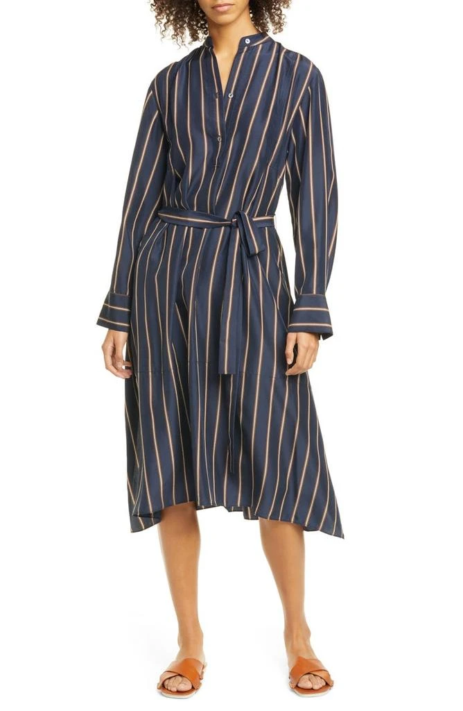 商品Vince|Silky Stripe Panel Tie Waist Midi Dress,价格¥1226,第1张图片