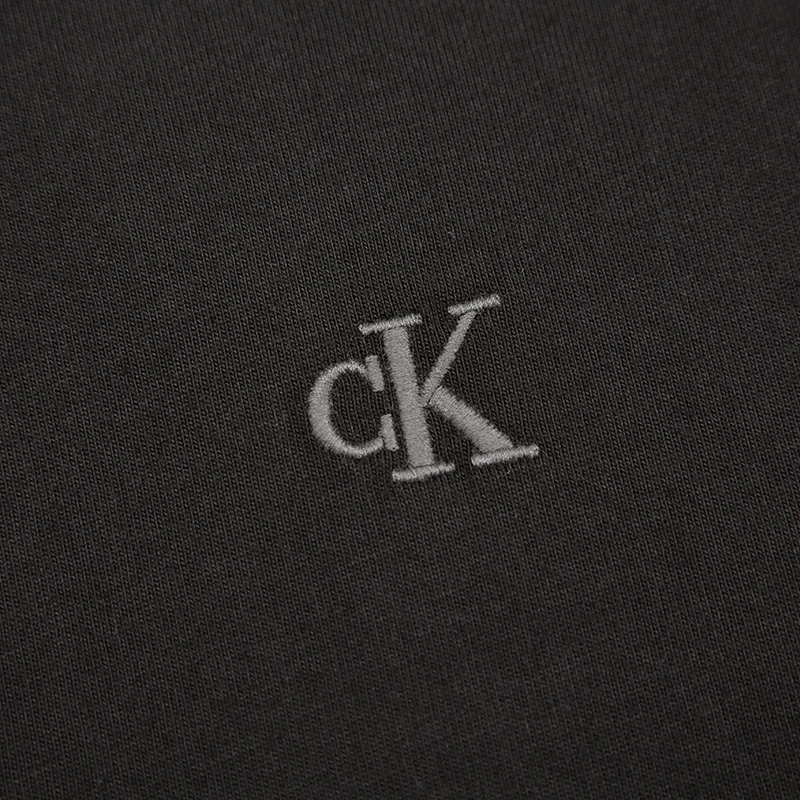 Calvin Klein/CK 男女同款黑色刺绣小徽标圆领纯棉短袖T恤  商品