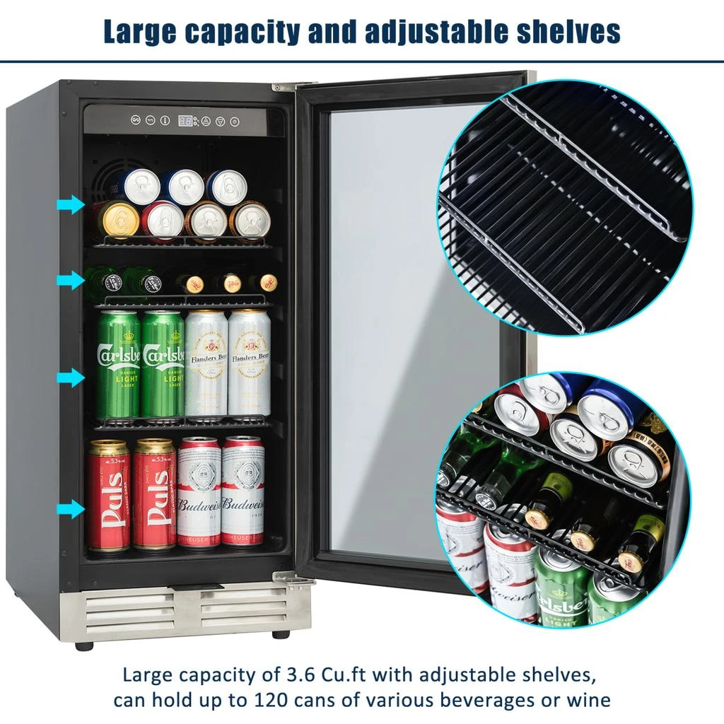 商品Simplie Fun|Built-in and Freestanding 15" Mini Beverage Refrigerator/Wine Cabinet,价格¥6981,第3张图片详细描述