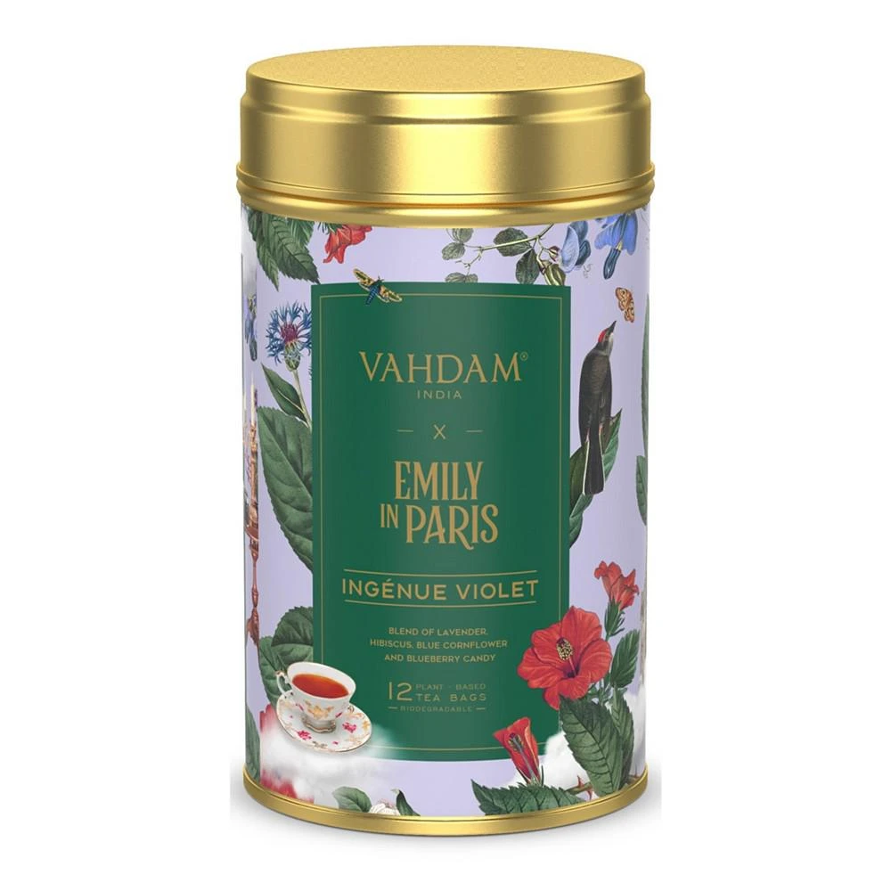 商品Vahdam Teas|Emily In Paris Tea Gift Box - 48 Pyramid Tea Bags, 4 Premium Tin Caddies,价格¥597,第5张图片详细描述