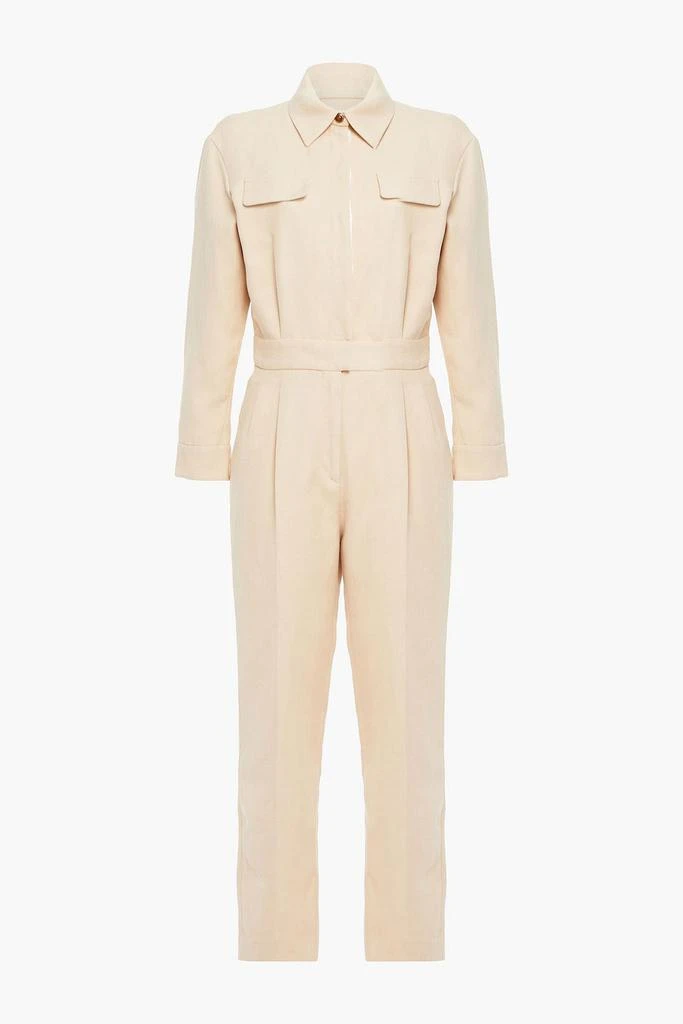 商品Sandro|Uno pleated cotton and linen-blend twill jumpsuit,价格¥1173,第1张图片