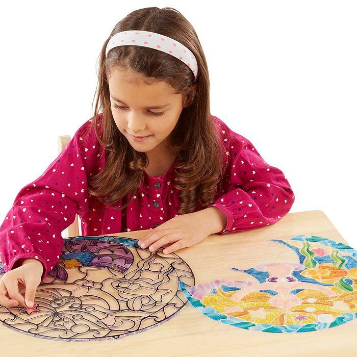 商品Melissa & Doug|Mermaid Stained Glass Sticker Craft - Ages 5+,价格¥187,第2张图片详细描述