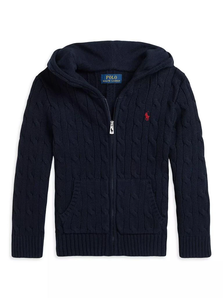 商品Ralph Lauren|Little Boy's & Boy's Cable-Knit Zip-Up Hoodie,价格¥453,第1张图片