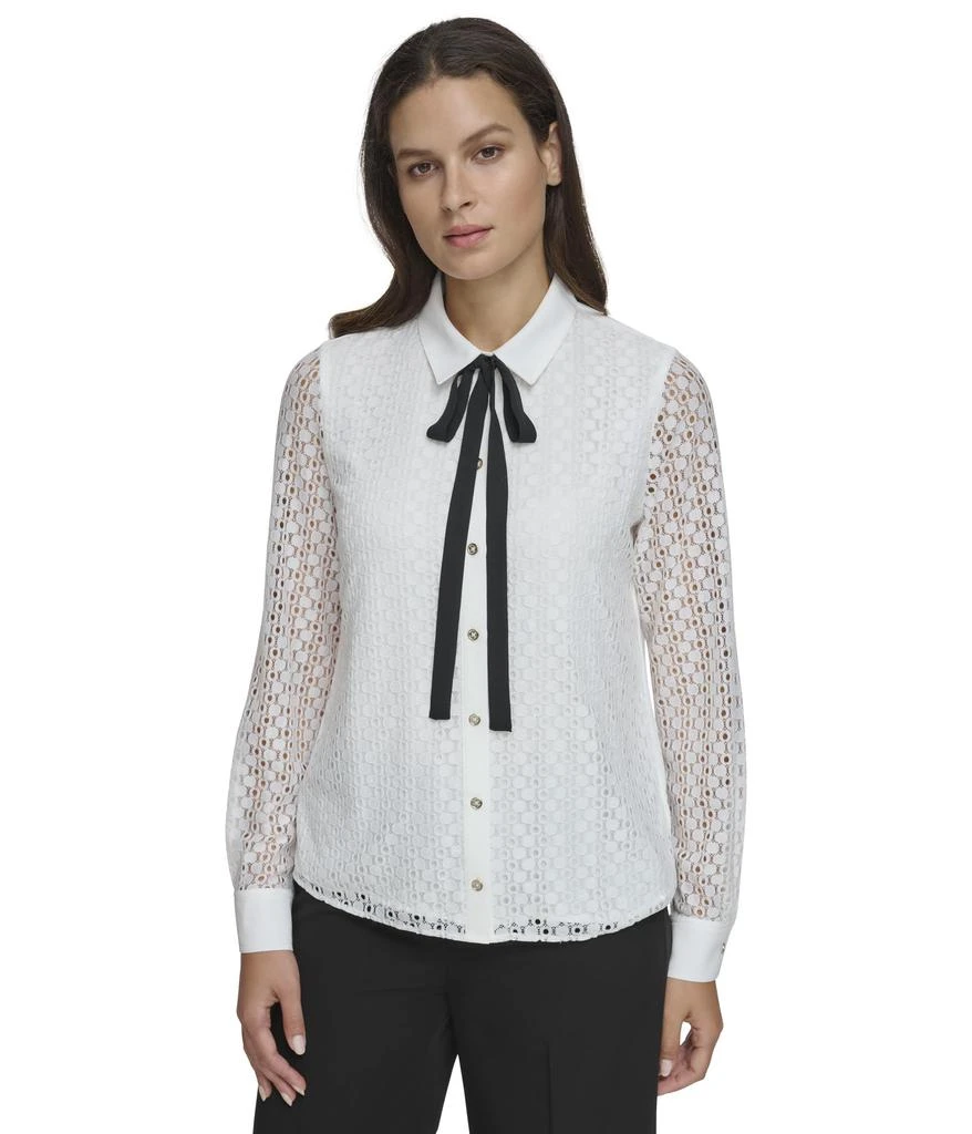 商品Tommy Hilfiger|Long Sleeve Collar Blouse with Tie,价格¥373,第1张图片