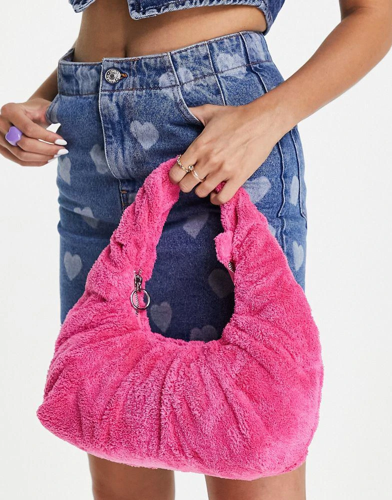 商品Topshop|Topshop Sabrina towelling shoulder bag in pink,价格¥91,第1张图片