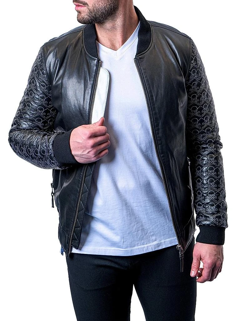 商品Maceoo|Leather Sleeve Mini Skull Jacket,价格¥4430,第2张图片详细描述