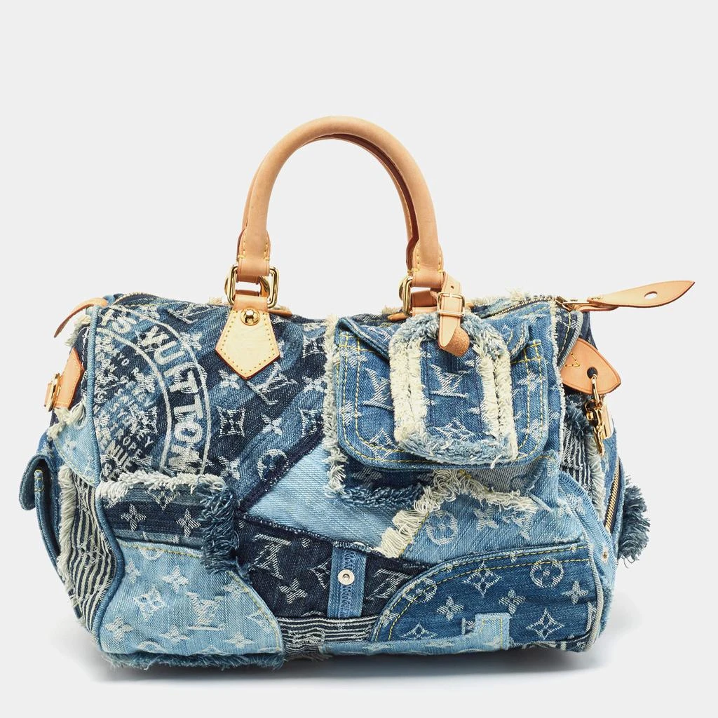 商品[二手商品] Louis Vuitton|Louis Vuitton Blue Monogram Denim Limited Edition Patchwork Speedy Bag,价格¥19916,第1张图片