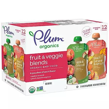 商品Plum Organics|Plum Organics 第 2 阶段有机婴儿食品有机水果蔬菜泥 12件装,价格¥152,第1张图片
