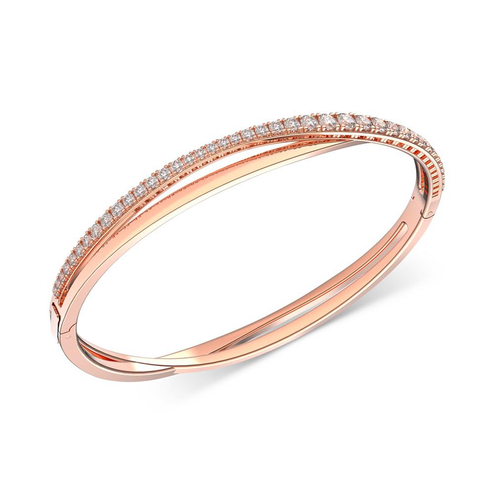 Rose Gold-Tone Crystal Intertwining Double-Row Bangle Bracelet商品第1张图片规格展示