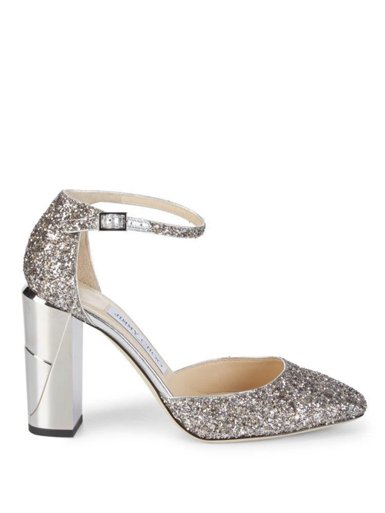 商品Jimmy Choo|Mabel Metallic Glitter Block Heels,价格¥2956,第5张图片详细描述