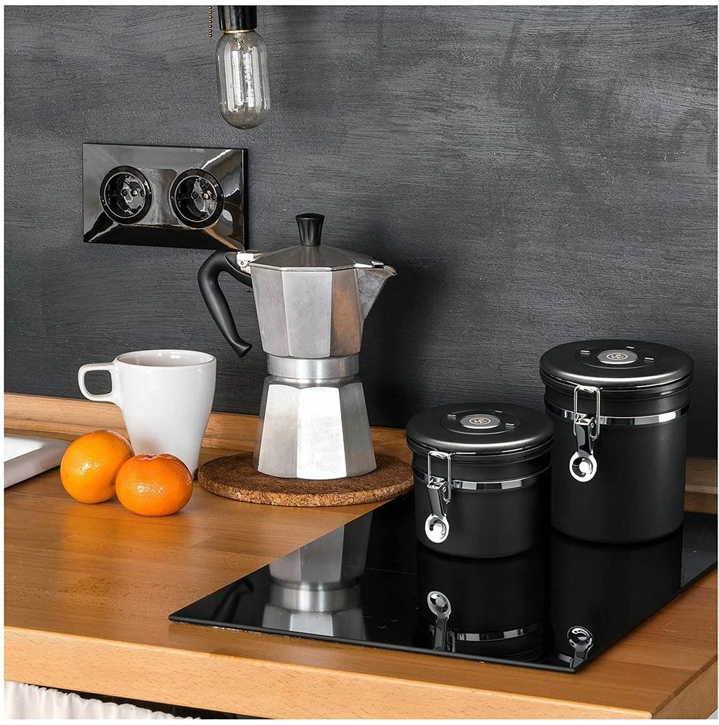 商品ChefWave|ChefWave Stainless Steel Coffee Canister with Co2 Valve Date Tracker Black 17.6oz,价格¥234,第3张图片详细描述