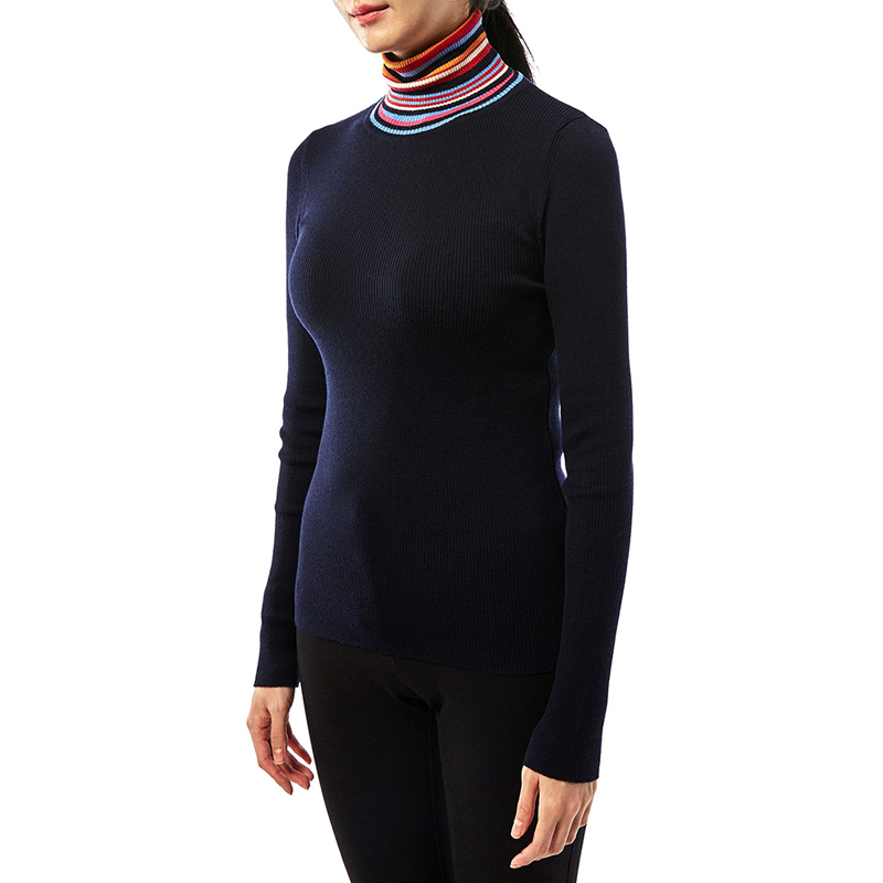 TORY BURCH 女士深蓝色羊毛针织高领毛衣 51816-405商品第3张图片规格展示
