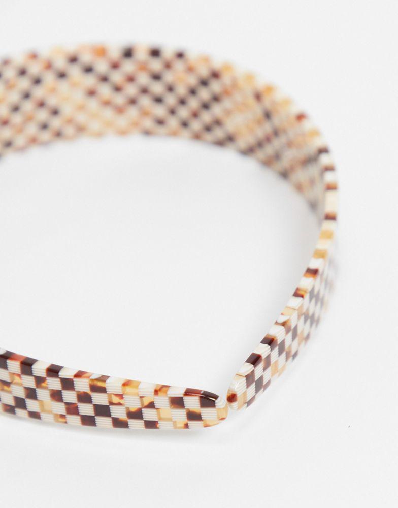 ASOS DESIGN hairband in plastic checkerboard design商品第4张图片规格展示