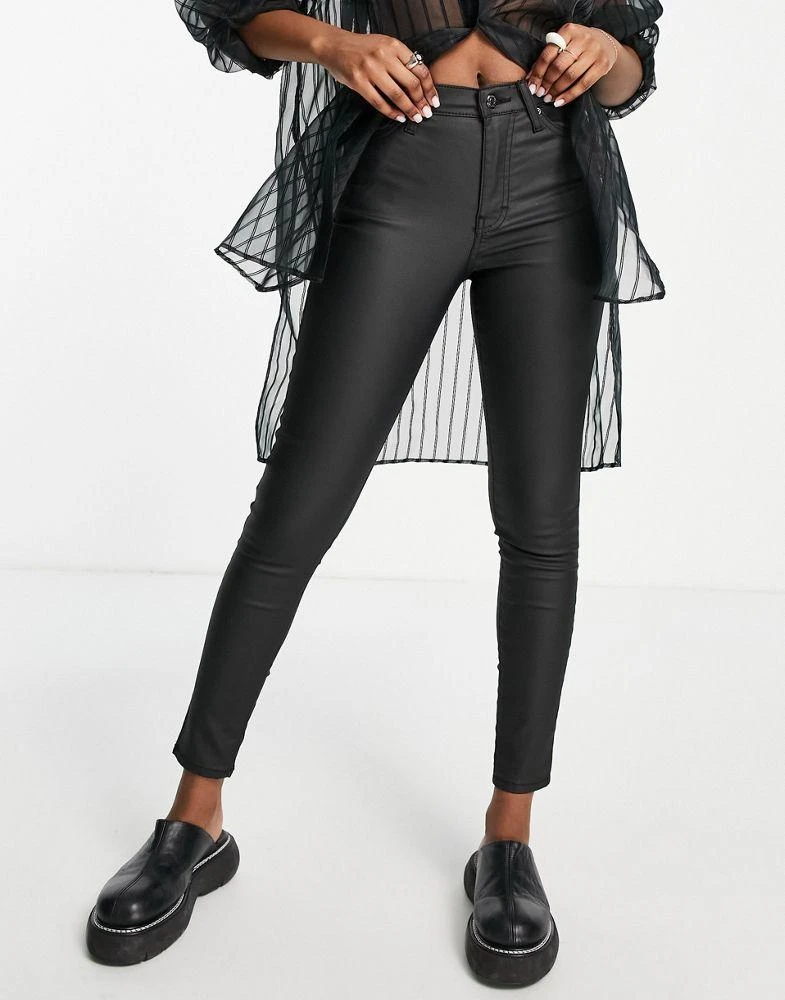 商品Topshop|Topshop Jamie jeans in coated black,价格¥262,第3张图片详细描述