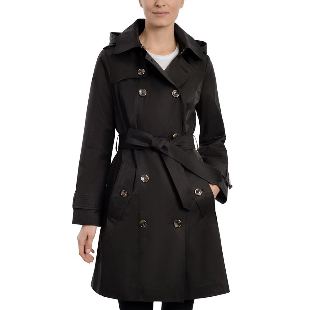 商品London Fog|Women's Petite Hooded Double-Breasted Trench Coat,价格¥1415,第1张图片
