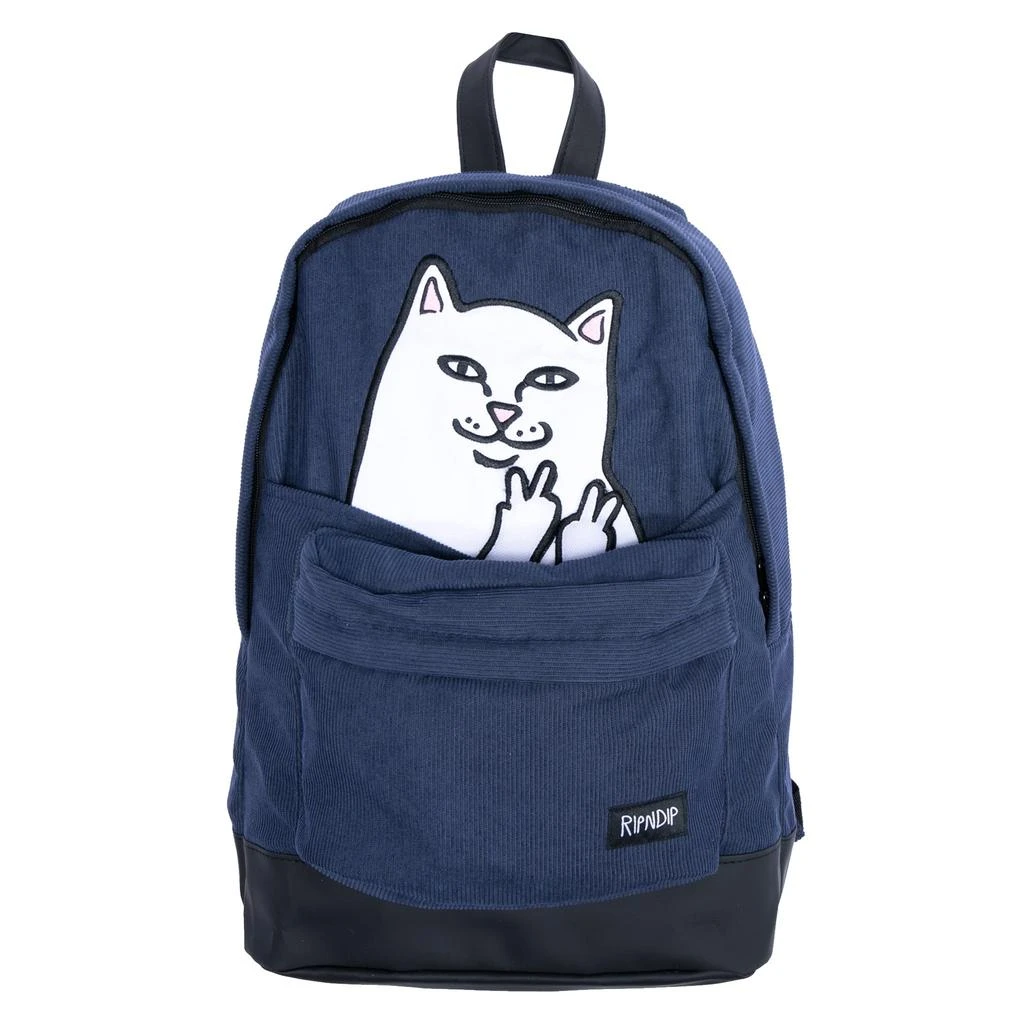 商品RIPNDIP|Lord Nermal Velcro Hands Corduroy Backpack (Navy),价格¥533,第5张图片详细描述