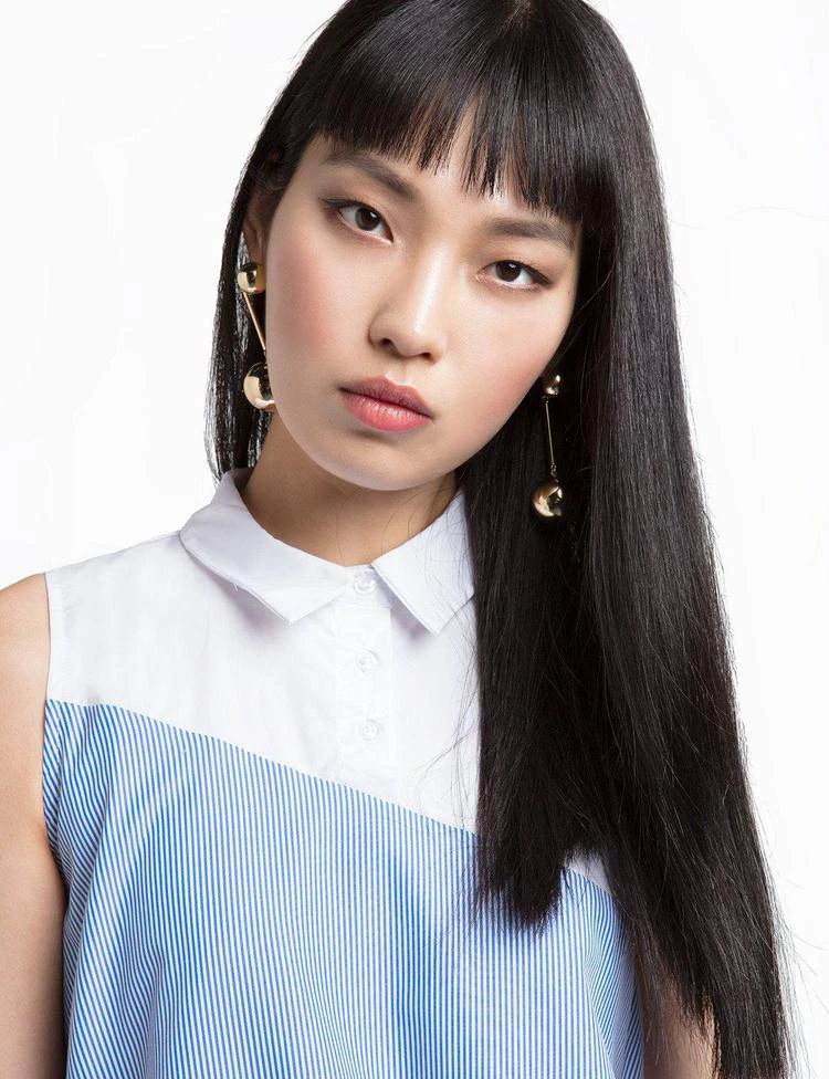 商品Pixie Market|Asymmetrical Pinstripe Shirt Dress,价格¥303,第3张图片详细描述
